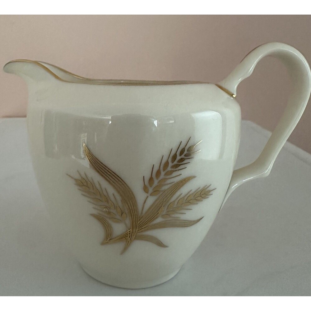 Vintage Lenox Harvest Wheat Creamer Gold Trimmed Ivory R-441 Discontinued USA